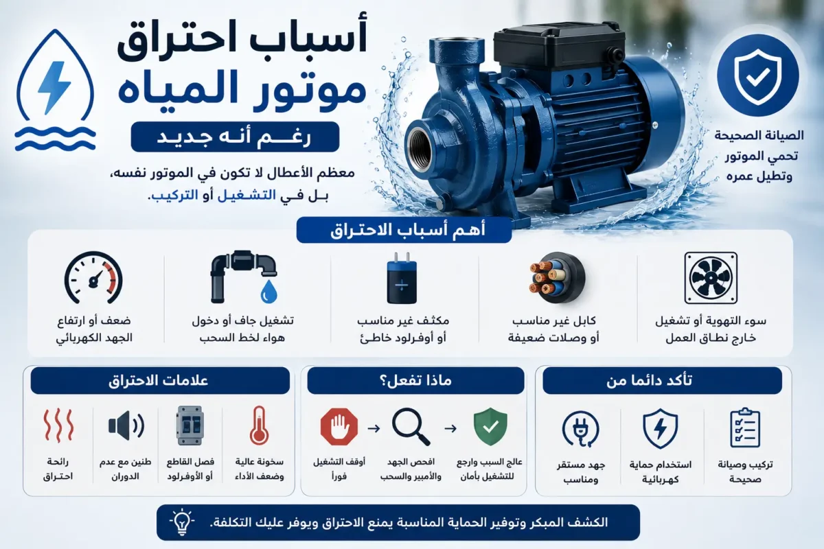 أسباب احتراق موتور المياه