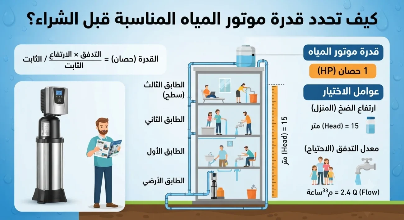 كيف تحدد قدرة موتور المياه المناسبة قبل الشراء؟