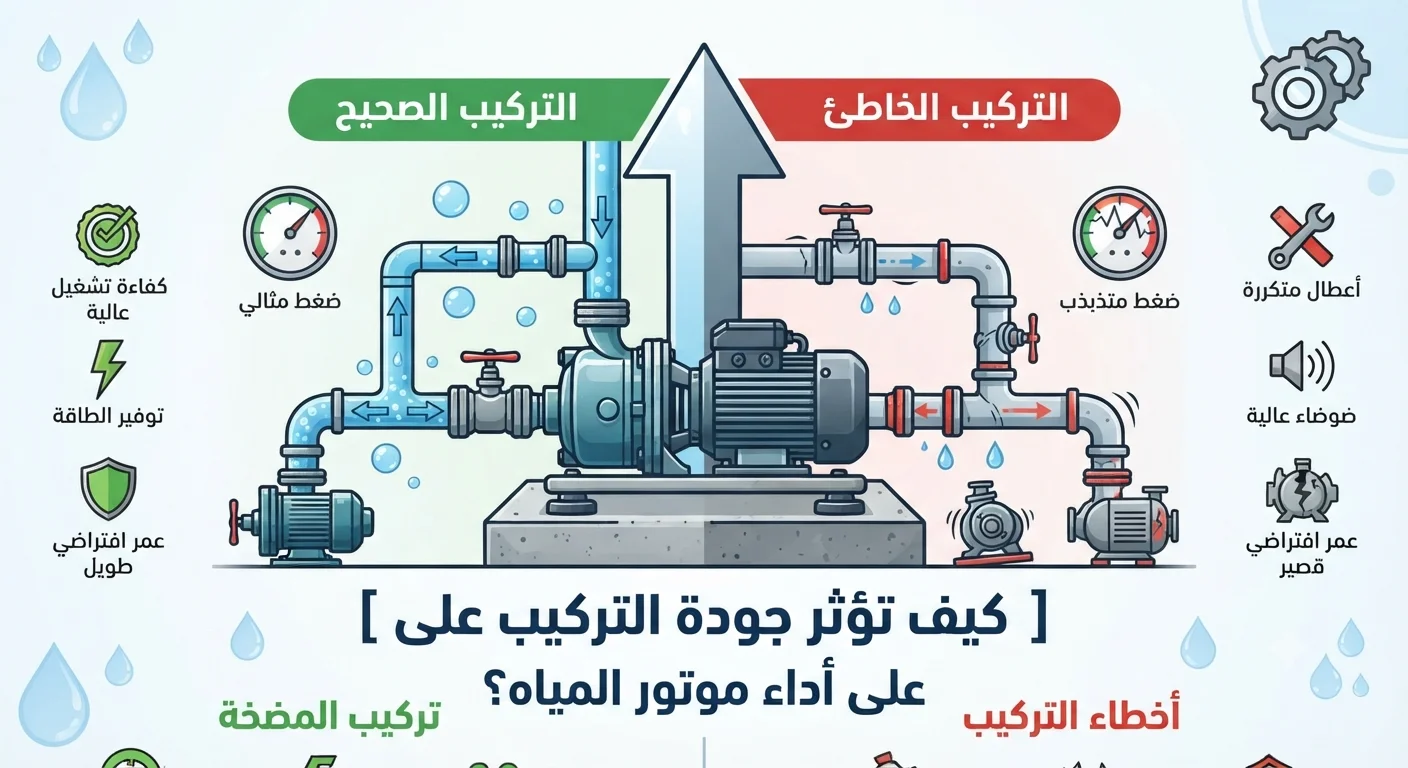 كيف يؤثر تركيب موتور المياه الصحيح على كفاءة التشغيل وإطالة العمر الافتراضي؟