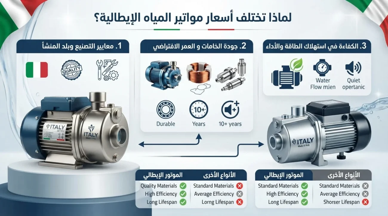 لماذا تختلف أسعار مواتير المياه الإيطالية؟ دليل شامل لفهم عوامل الجودة والقيمة