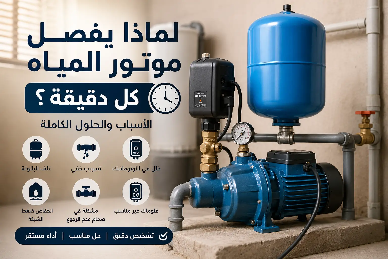 لماذا يفصل موتور المياه كل دقيقة؟