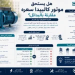 سعر موتور كالبيدا يعكس قيمته الحقيقية، مع شرح مفهوم القيمة مقابل السعر، والعوامل التي تؤثر في أسعار مواتير كالبيدا مثل الجودة الإيطالية، وكفاءة التشغيل، والعمر الافتراضي، وانخفاض تكلفة التشغيل