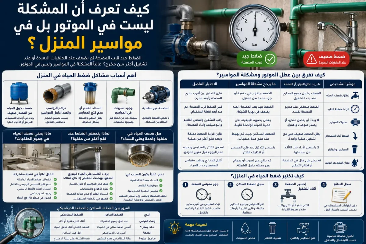 كيف تعرف أن المشكلة ليست في الموتور بل في مواسير المنزل؟