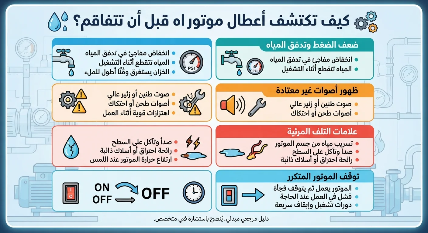 كيف تكتشف أعطال موتور المياه قبل أن تتفاقم؟ دليل شامل للتشخيص والصيانة