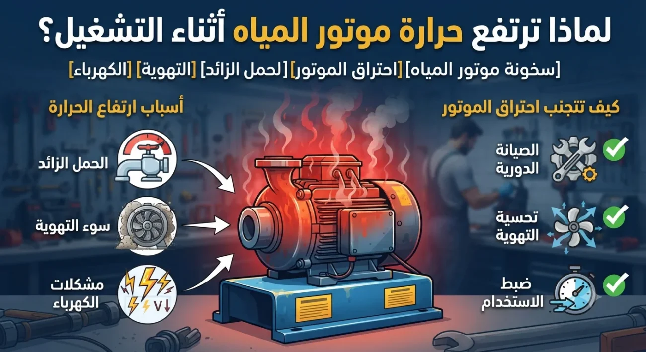 لماذا ترتفع حرارة موتور المياه أثناء التشغيل؟ أهم الأسباب وكيف تمنع احتراق موتور المياه
