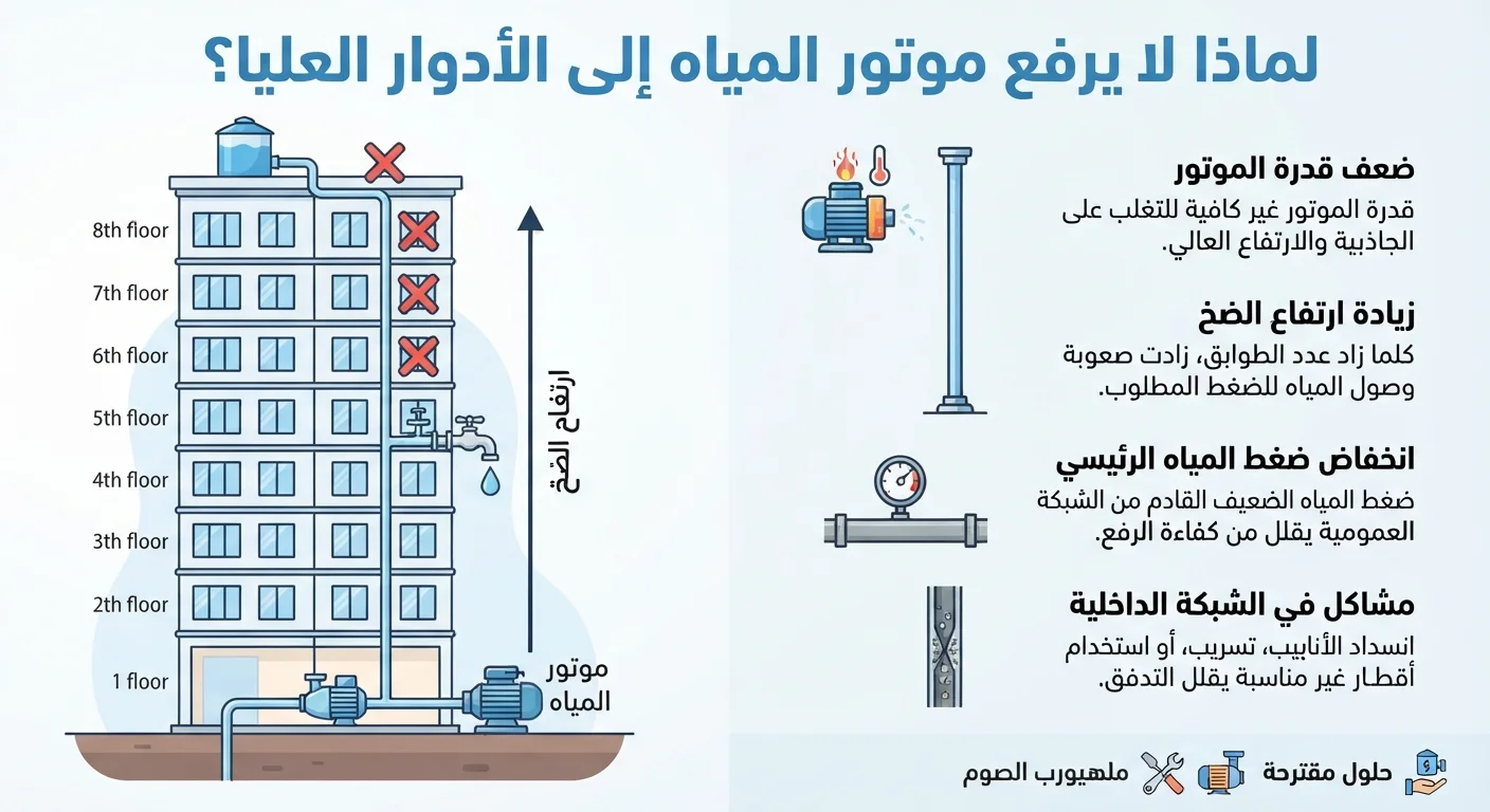 لماذا لا يرفع موتور المياه إلى الأدوار العليا؟ الأسباب والحلول لاختيار مضخة مناسبة لرفع المياه