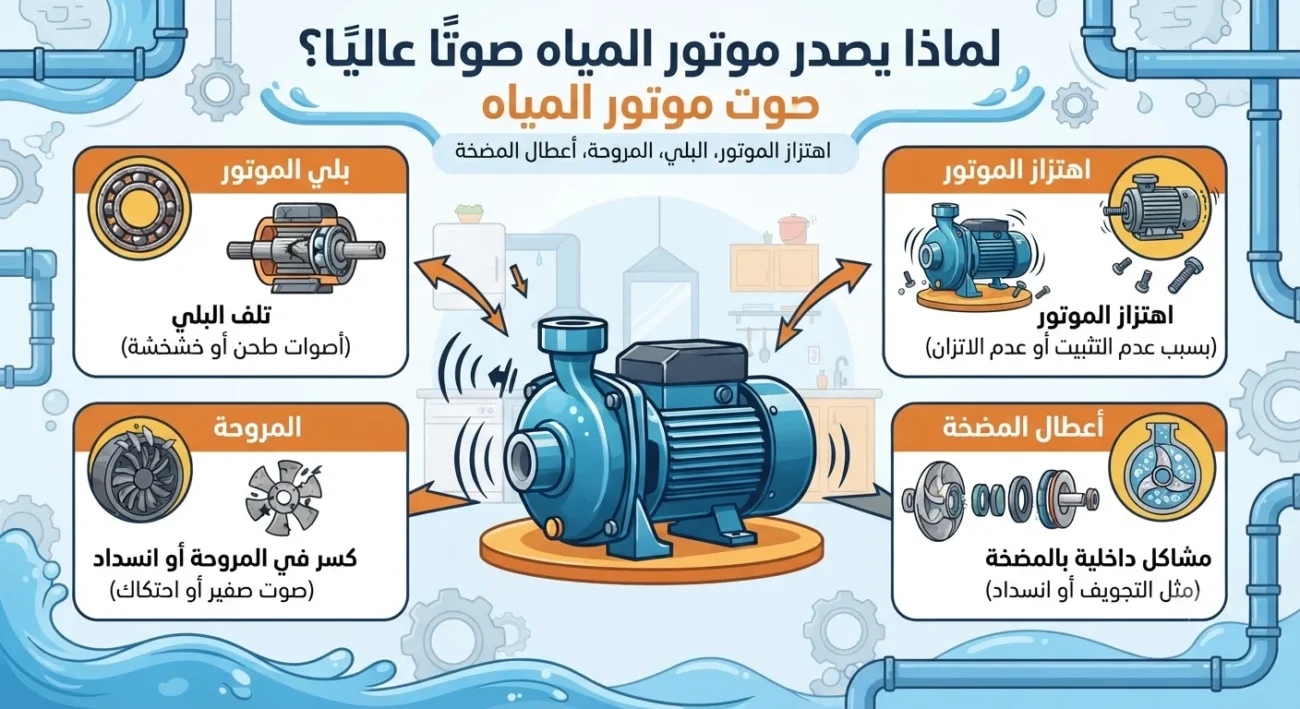 لماذا يصدر موتور المياه صوتًا عاليًا؟ دليل تشخيص صوت موتور المياه ومعرفة العطل من نوع الصوت
