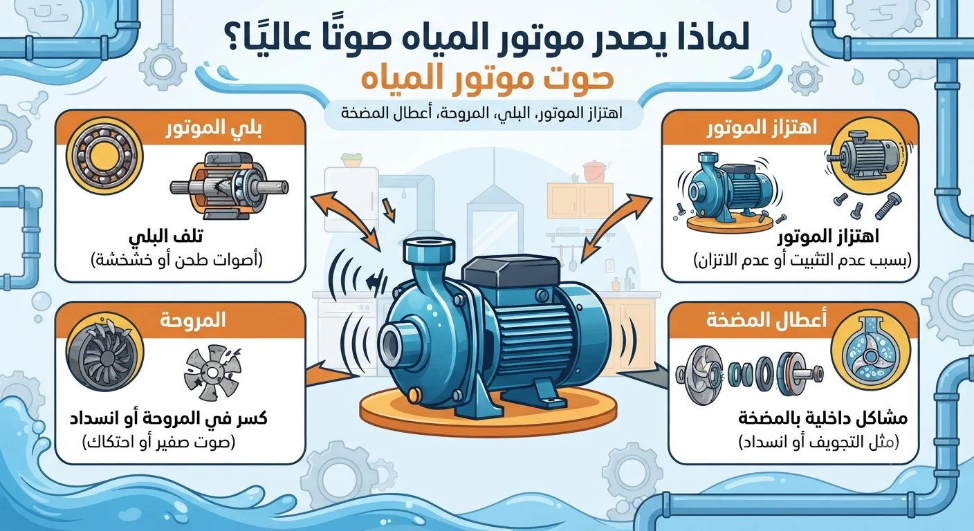 لماذا يصدر موتور المياه صوتًا عاليًا؟ دليل تشخيص صوت موتور المياه ومعرفة العطل من نوع الصوت